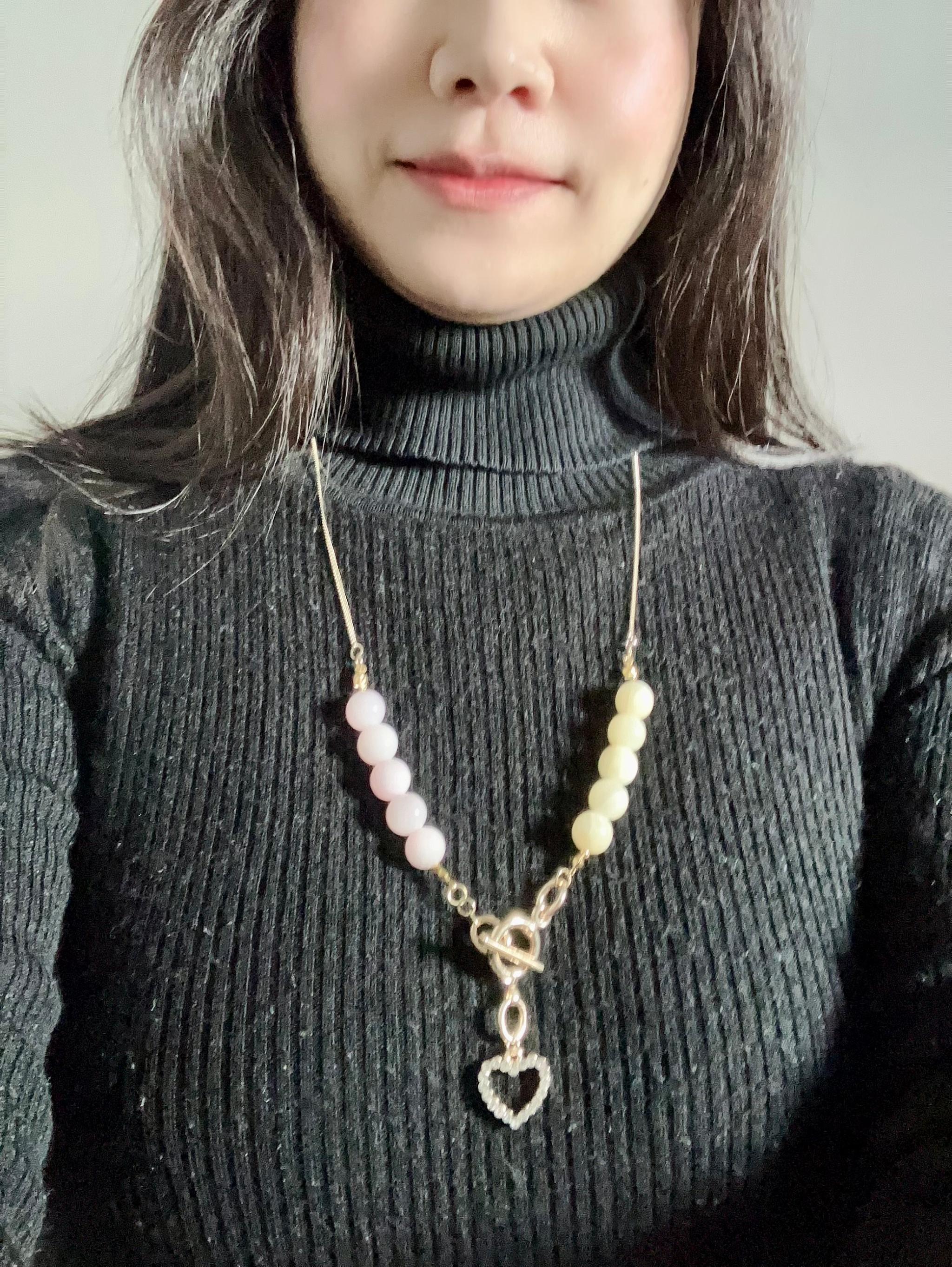 ピンクと黄色の天然石のネックレス | 5枚目